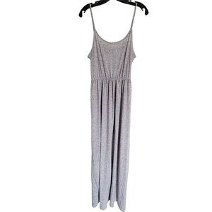 H&M Heather Gray Linen Spaghetti Strap Sleeveless Tank Sheath Maxi Dress Small